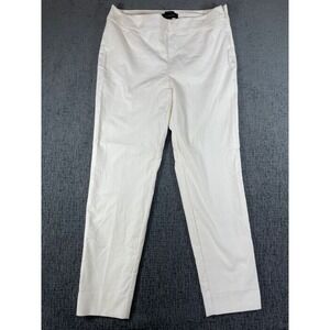 Talbots Chatham Ankle Pants Womens 8 White Side Zip Straight Leg Trousers